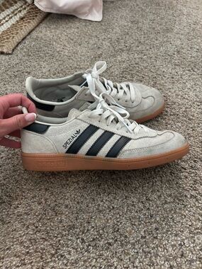 adidas Spezial Suede Sneakers in Off-White with Black Stripes and Gum Sole